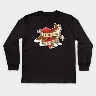 I Love My Border Collie - Brown Tricolor Kids Long Sleeve T-Shirt